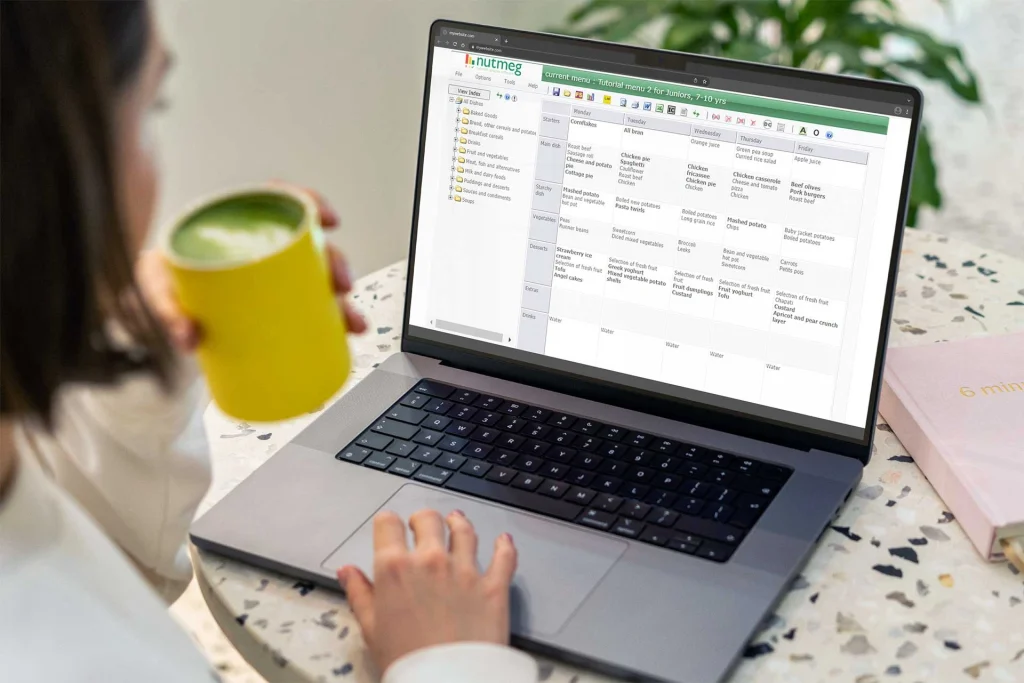 Laptop with Nutmeg nutritional analysis software