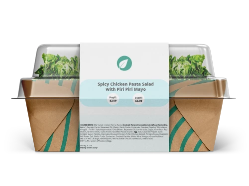 Salad box with allergen label