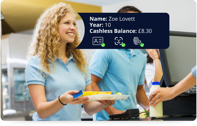 Student purchasing school meal at PoS