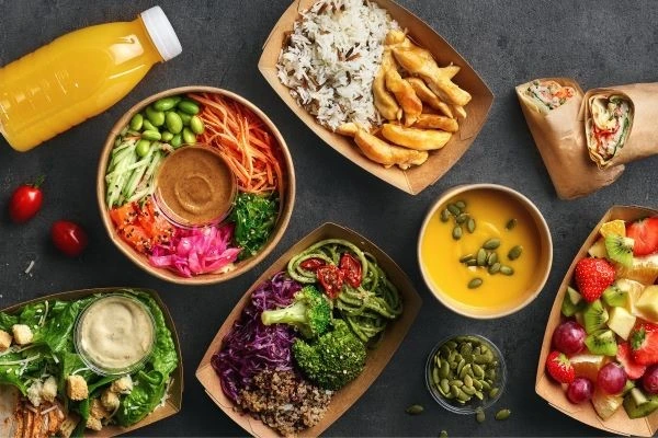 A variety of healthy meals in grab-and-go containers