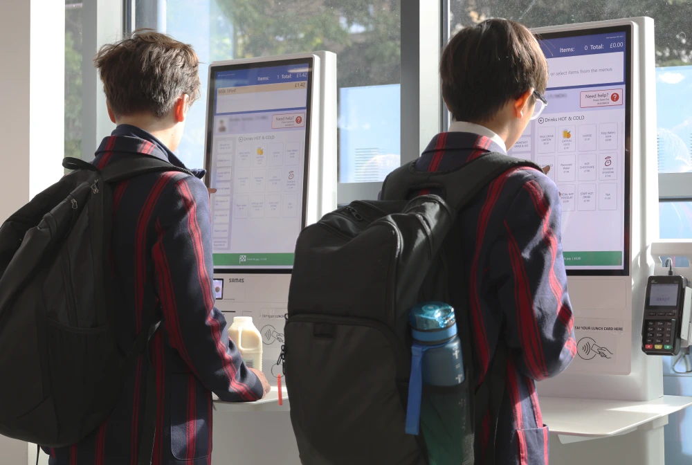 Tiffin School students buying lunch with Self-Serve Kiosks