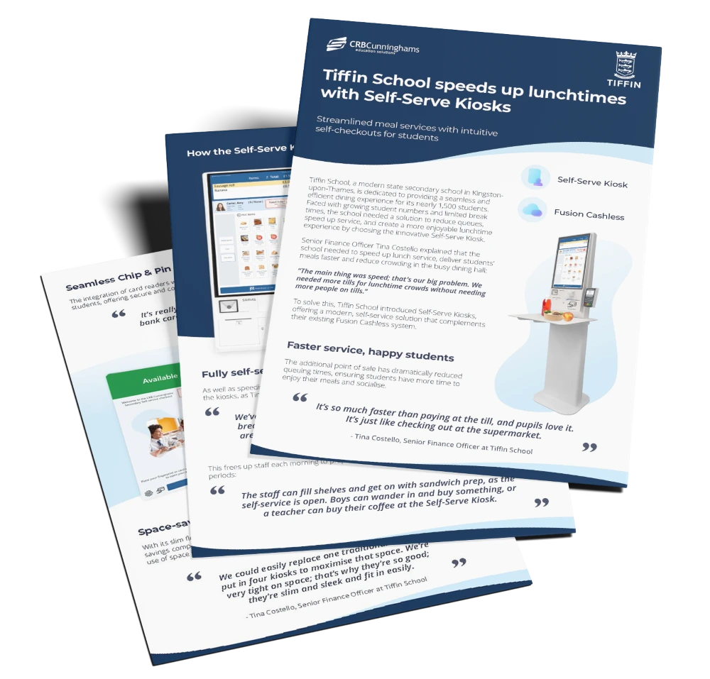 Tiffin School speeds up lunchtimes with Self-Serve Kiosks case study brochure
