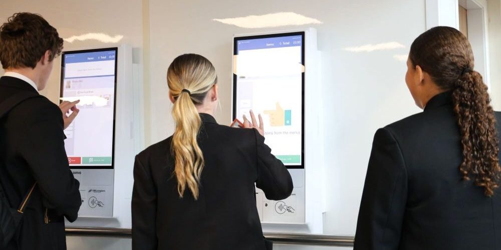 Students use Self-Serve Kiosks to order school meals