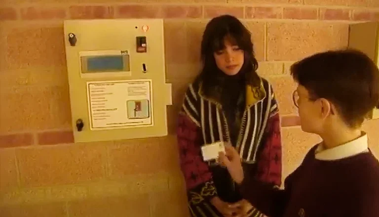 Student topping up cashless account in 1995